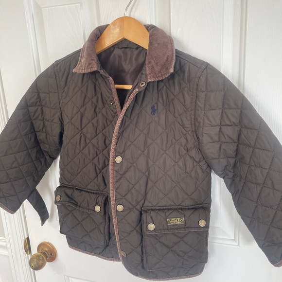 Polo Ralph Lauren Other - Polo Ralph Lauren Toddler 4-5T Brown Quilted Bomber Barn Zipper Jacket Coat